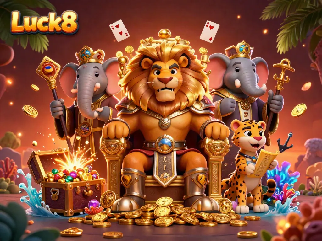 Experience thrilling gaming with Luck8's vibrant casino adventure illustration.