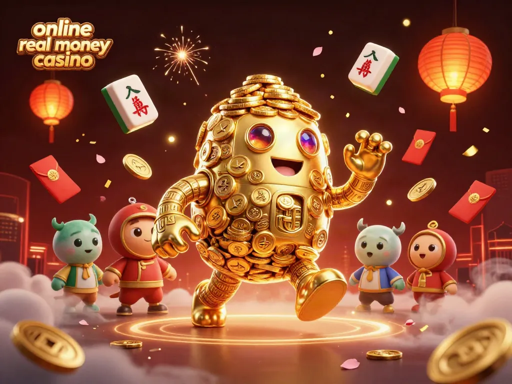 Engage with the thrilling world of online real money casino games through a captivating 3D illustration.