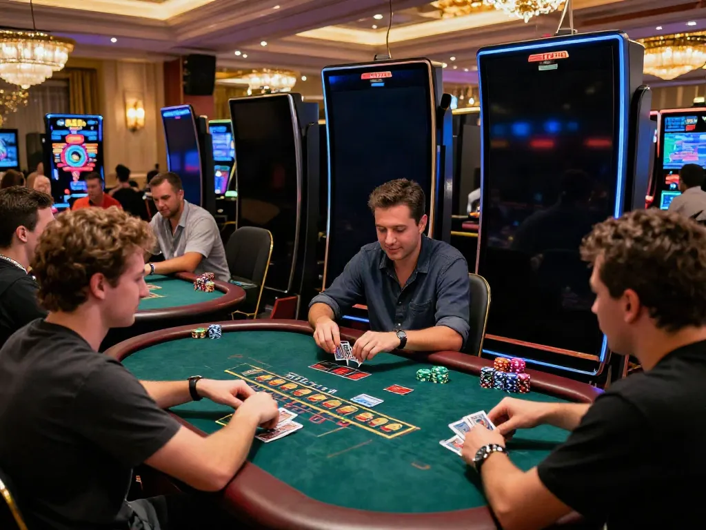 Players celebrating wins at casinos that accept credit cards in a lively gaming environment.