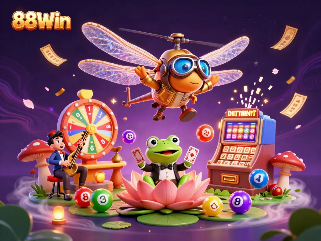 Experience thrilling games at 88Win with a colorful casino atmosphere, featuring dynamic elements and vibrant action.