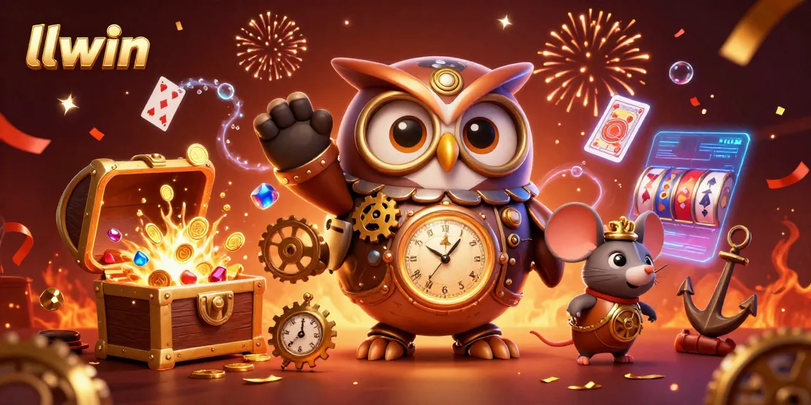 Experience thrilling gaming adventures at llwin with a lively scene full of slots, treasures, and animated characters.