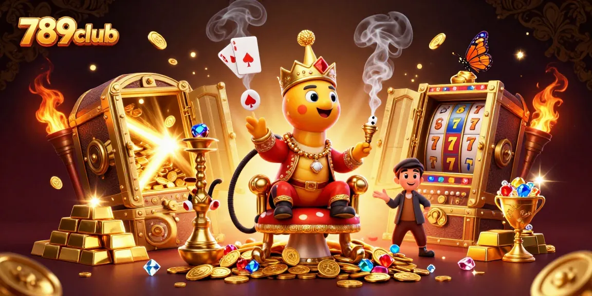 Engage with thrilling gameplay scenes at 789club featuring a vibrant casino atmosphere and golden treasures.
